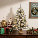Mini Kalėdų medis 45 cm 25 LED &Scaron;ilta balta PVC Žalia ir balta