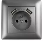 Toolight Viengubas Lizdas Su Įžeminimu + 2x Usb-a Oste Jnh003-g Pilkas