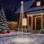 LED kūginė kalėdinė eglutė 250 cm 470 LED &Scaron;ilta balta Plienas