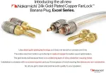 Nakamichi Fanlock Excel Series paauksuoti 24k bananiniai ki&scaron;tukai, 10awg - 18awg, 4 mm storio, skirti garsiakalbių stiprintuvui, Hi-fi stereo namų kino teatro garso kabelio greitam prijungimui, 48 vnt. (24 poros)
