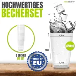 Idea-station plastikinės puodelės, 8 x 450 ml, skaidrūs, nedūžtantys gėrimų puodeliai vaikams, tvirti plastikiniai puodeliai vakarėliams