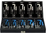 Haskyy sriegių remonto komplektas 131 vnt. I M5, M6, M8, M10, M12 I vidinis sriegis, sriegiklis I įdėklų movos