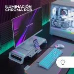 Mars Gaming Mgs-one Baltas, Chroma Rgb monitoriaus stovas, reguliuojamas dydis, i&scaron;maniojo telefono ir plan&scaron;etinio kompiuterio stovas, priekinis Usb 2.0