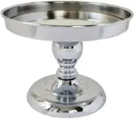 Stiklinė lėk&scaron;tė pyragams, vaisiams, metalinė sidabrinė