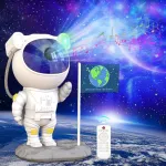 Led žvaigždėto dangaus projektorius astronautas, galaktikos naktinė lemputė su laikmačiu/nuotoliniu valdymu/bluetooth garsiakalbiu, žvaigždžių projektorius vaikams, žvaigždžių &scaron;viesos projektorius kūdikių vakarėlių dovanoms