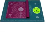 Belmalia 2 x silikoninis kepimo kilimėlis, rinkinys su pakankamai vietos te&scaron;lai kočioti 51 x 71 cm + kepimo skarda 40 x 50 cm, kepimo kilimėlis, te&scaron;los kilimėlis, petrolio ir violetinė