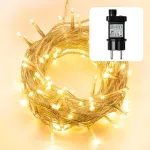 Hellum 150759 lauko led girlianda, 120 &scaron;iltai baltų led lempučių, skirta naudoti viduje ir lauke, su laikmačiu, maitinama i&scaron; elektros tinklo, 11,90 m ap&scaron;viestas ilgis su skaidriu kabeliu