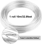 Rankų darbo viela, 1 mm x 50 m, sidabrinė viela, viela rankdarbiams, viela papuo&scaron;alams, aliuminio viela, ri&scaron;imo viela, mink&scaron;ta ir lanksti viela, nerūdijanti viela papuo&scaron;alų gamybai
