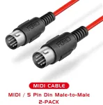Midi kabelis 2m, 5-pin Din, 2 vnt. raudonas