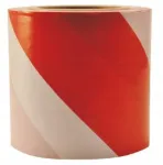 Įspėjamoji juosta baltai raudona 80 mm x 100 m