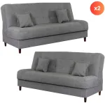 Sofa Mebel Elite I&scaron;skleidžiamų sofų-lovų komplektas NEPAL, 2 vnt., pilkas