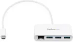 Startech.com 3 prievadų usb 3.0 &scaron;akotuvas plius gigabitinis ethernet &ndash; usb-c &ndash; baltas &ndash; usb &scaron;akotuvas su gbe &ndash; usb c &scaron;akotuvas &ndash; usb type-c &scaron;akotuvas &ndash; usb 3 &scaron;akotuvas
