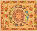 Uposao gobelenas su tarot kortomis, psichodelinės gėlės ir saulė, bohemi&scaron;kas hipi stiliaus gobelenas su tarot kortomis, auksinis sienų dekoras su tarot kortomis, žvaigždynų astrologijos sienų rank&scaron;luostis svetainės miegamojo dekorui, 150 x 130 cm