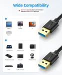 Sunguy usb 3.0 kabelis, 2 vnt., 1 m usb a&ndash;usb a kabelis, duomenų perdavimo sparta iki 5 gbit/s, a tipo ki&scaron;tukas į a tipo ki&scaron;tuką, suderinamas su spausdintuvais, modemais, standžiaisiais diskais, monitoriumi, kamera, wacom