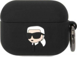 Karl Lagerfeld KLAPRUNIKK AirPods Pro dėklas ausinėms juodos spalvos silikoninis Karl Head 3D