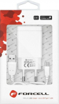 Įkroviklis Forcell + type-C kabelis (1xUSB 2.4A 18W) baltas