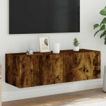 TV staliukas Sieninė TV spintelė su LED lemputėmis, dūminė, 100x35x31cm