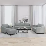Sofa Sofos komplektas su pagalvėlėmis, 4 dalių, pilkas, audinys