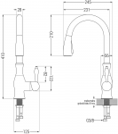 Granitinė virtuvinė plautuvė Mexen Leo su mai&scaron;ytuvu ir sifonu, Juodas granite+Juodas