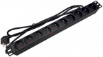 Maitinimo juosta 19" 230V - 10 lizdų (E tipas - CEE 7/5), kabelis 1,8m CEE 7/7 ALANTEC
