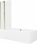 Vonia Mexen Cube su apdaila ir stiklo sienele, 180x80 cm + 80 cm, Baltas+Gold/Transparent
