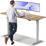 Elektrinis reguliuojamo auk&scaron;čio stalas Desktronic HomePro Ąžuolo masyvas/Pilkas, 200x80cm, Dvigubas motoras, USB ir USB-C įkrovimo lizdai