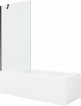 Vonia Mexen Cubik su apdaila ir stiklo sienele, 150x70 cm + 90 cm, Baltas+Juodas/Transparent