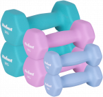 Hantelki żeliwne neoprenowe HEX komplektas 12kg (2x1kg+2x2kg+2x3kg), REBEL ACTIVE