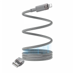 &bdquo;Yesido&ldquo; magnetas. Laidas CA174 12W USB-iP 1m 2.4A, pilkas