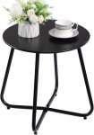 HollyHOME apvalus metalinis lauko pagalbinis staliukas, juodas, 40 &times; 45 cm, EURST-BK