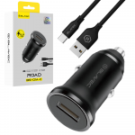 Blavec Automobilinis įkroviklis BS-01A-C Road - USB - QC 3.0 18W su USB į Type C kabeliu (CCBS01ACR-UB) juodos spalvos