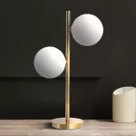 Stalinė lempa Light Prestige Biuro lempa auksinė Dorado stikliniai pieniniai gaubtai kabinetui