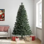 Dirbtinė Sulankstoma Kalėdų Eglutė 210 cm PVC ir metalas Žalia