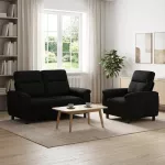 Sofa Sofos komplektas 2 vnt. Juoda Audinys