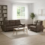 Sofa Sofos komplektas 2 vnt. Tamsiai pilka Dirbtinė suedė oda