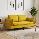 Dvita&scaron;kė sofa 2 vietos Geltona 188 x 81 x 89 cm Aksomas