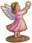 MP Studia Siuvinėjimo kryželiu rinkinys ant medinio pagrindo &bdquo;Angelas&ldquo; 15x12x8 cm