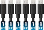 Sabrent 6 vnt. 30 cm Micro Usb kabeliai, greitas įkrovimas ir duomenų sinchronizavimas