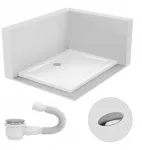 Stačiakampis du&scaron;o padėklas 120x90 Slim žemas 5 cm baltas Baltas su sifonu