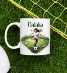 Puodelis + pagalvė futbolininkui futbolo aik&scaron;tė moteris mergaitė vardas