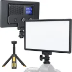 Raleno led vaizdo kamera, įmontuoti įkraunami akumuliatoriai, 3200 k - 5600 k reguliuojamas dviejų atspalvių ir ry&scaron;kumo cri95+, itin plona vaizdo kamera su lcd ekranu kūdikiams, &bdquo;youtube&ldquo;, interviu, portretams