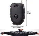 Laluky trosinė spyna su 130 cm trosu, individualaus kodo kombinacija, trosinė spyna paspirtukui, dviračio spyna, maža paspirtuko spyna, i&scaron;traukiama bagažo, motociklo &scaron;almo, lagamino spyna