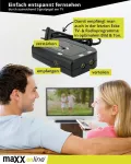 Maxx.online antenos stiprintuvas su 2 i&scaron;ėjimais, 2 x 20 db stiprinimas su f adapteriu, 85-1006 mhz, kabelinė televizija, kabelio stiprintuvas, namų stiprintuvas