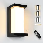 Yindalux 18 W lauko &scaron;viestuvas su judesio davikliu, Led lauko sieninis &scaron;viestuvas su nuotoliniu valdymu, Ip65 vandeniui atspari moderni sieninė lempa vidaus/lauko, 3000-6500 K reguliuojamas lauko ap&scaron;vietimas sodui, terasai, juodas