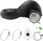 Httyht I&scaron;metimo žarna Pvc lanksti, skersmuo 80 mm, 4,5 m, juoda su aliuminio juosta 50 mm x 5 m ir 2 žarnos spaustukais, nerūdijančio plieno ventiliacijos žarna, aliumininė, skirta oro kondicionieriui, džiovintuvui, i&scaron;traukimo ventiliatoriui