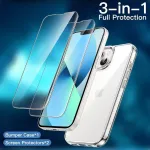 Jetech 3-in-1 dėklas, skirtas iphone 13 6.1 colio telefonui, su 2 grūdinto stiklo ekrano apsaugomis, negeltonuojantis smūgiams atsparus telefono dėklas (skaidrus)