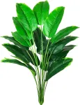 Aivoriuy dirbtinis augalas, palmės lapai, krūmas, bananų medis, dirbtinis pauk&scaron;tis i&scaron; rojaus, atogrąžų lapai, žali netikri palmės plastikiniai palmės medžiai 80 cm dideli džiunglių vakarėlio palmės lapai, kambario augalų dekoracijos