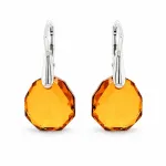 Diamond Sky Jewelry Sidabriniai auskarai &bdquo;Frozen Edges (Light Amber)&ldquo; i&scaron; 925 prabos sidabro su Swarovski kristalais