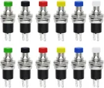 Qitindasen Premium 7 mm mini momentinis mygtukinis jungiklis, normaliai atidarytas, 2 kontaktų Spst mygtukinis jungiklis, fiksuojamas mygtukinis jungiklis 1a 250v Ac (6 spalvos)