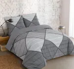 Patalynės komplektas Vision - patalynės užvalkalų komplektas Harold pilkas - antklodės užvalkalas 240 x 220 cm su 2 derančiomis pagalvių užvalkalais 65 x 65 cm - 100% medvilnė
